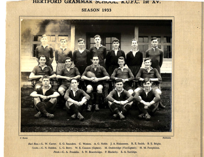 Hertford Grammar School R.U.F.C. 1st XV. Season 1933 | Richard Hale Archive