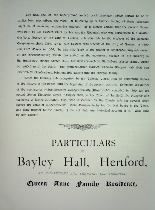 Bayley Hall Sale Document 1898
