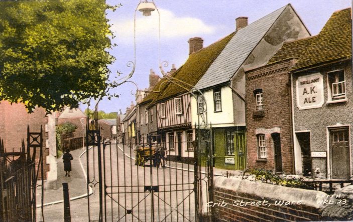 Cribbs Lane - from the churchyard, showing buildings since replaced | Hertfordshire Archives and Local Studies