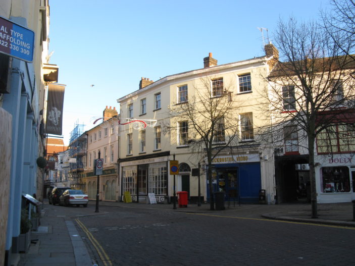 The west end of Fore Street as it is today (2010); the war memorial is to the right (not shown). | Fiona MacDonald